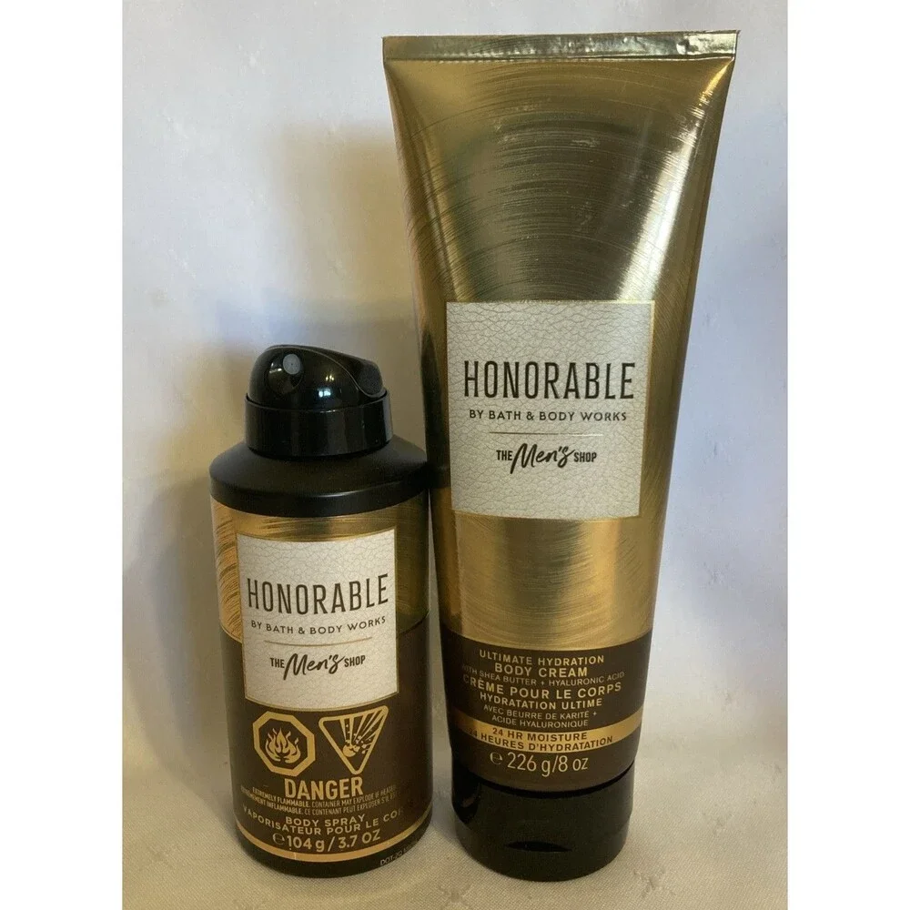Bath & Body Works Honorable Body Cream, Body Spray Men's Shop 2 pc